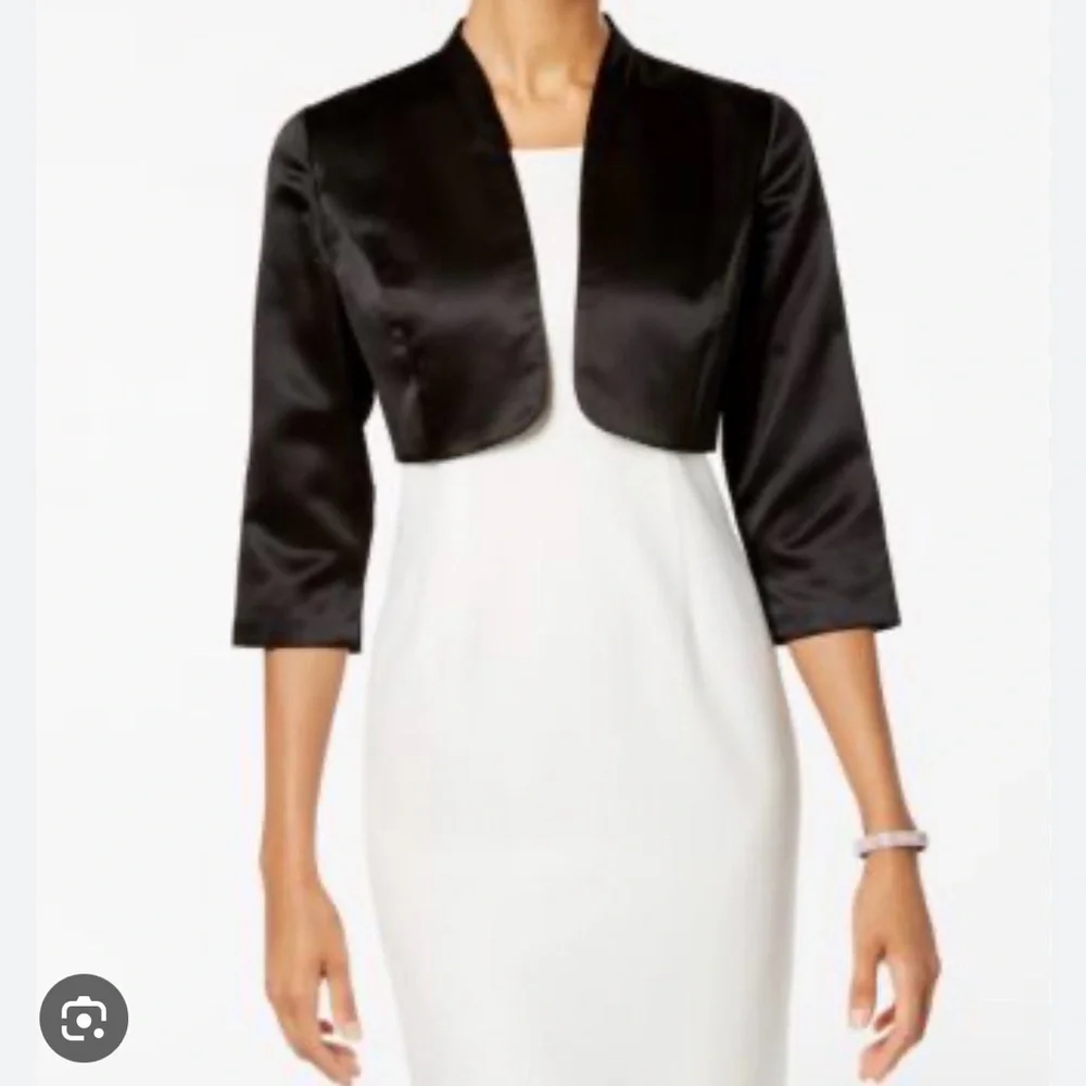 Alex Evenings Black Satin Bolero Jacket - Picture 3 of 4